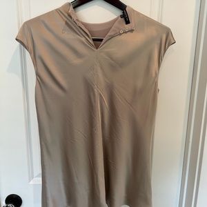Lafayette 148 New York Tan 100% Silk Sleeveless Blouse
